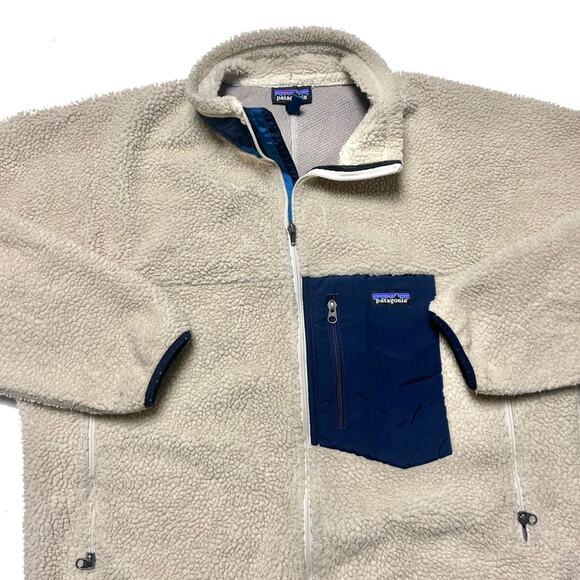 Patagonia Retro-X Oatmeal Deep Pile Beige Fleece Zip Cardigan Sweater Jacket XL - Picture 3 of 5